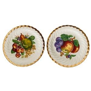 Aristochrome Vintage 2 Fruit Plates Brooklyn, NY 14Kt Gold Trim